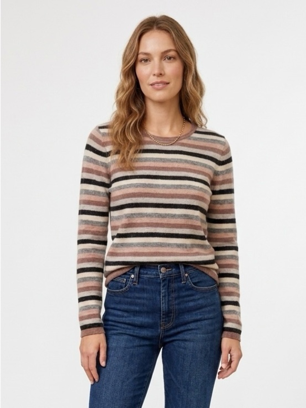 Cynthia Rowley Striped Cashmere Crewneck Sweater - L